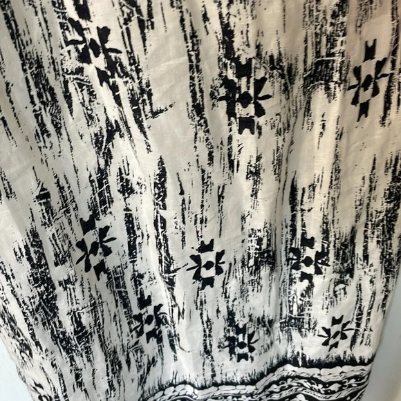Ann Taylor Factory NWT 100% Linen Maxi Crisscross Black/White Print Dress Sz 2P - Picture 11 of 12